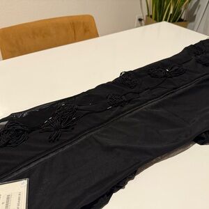 Black Floral Embroidered Scarf